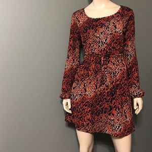 Orange and blue print dress